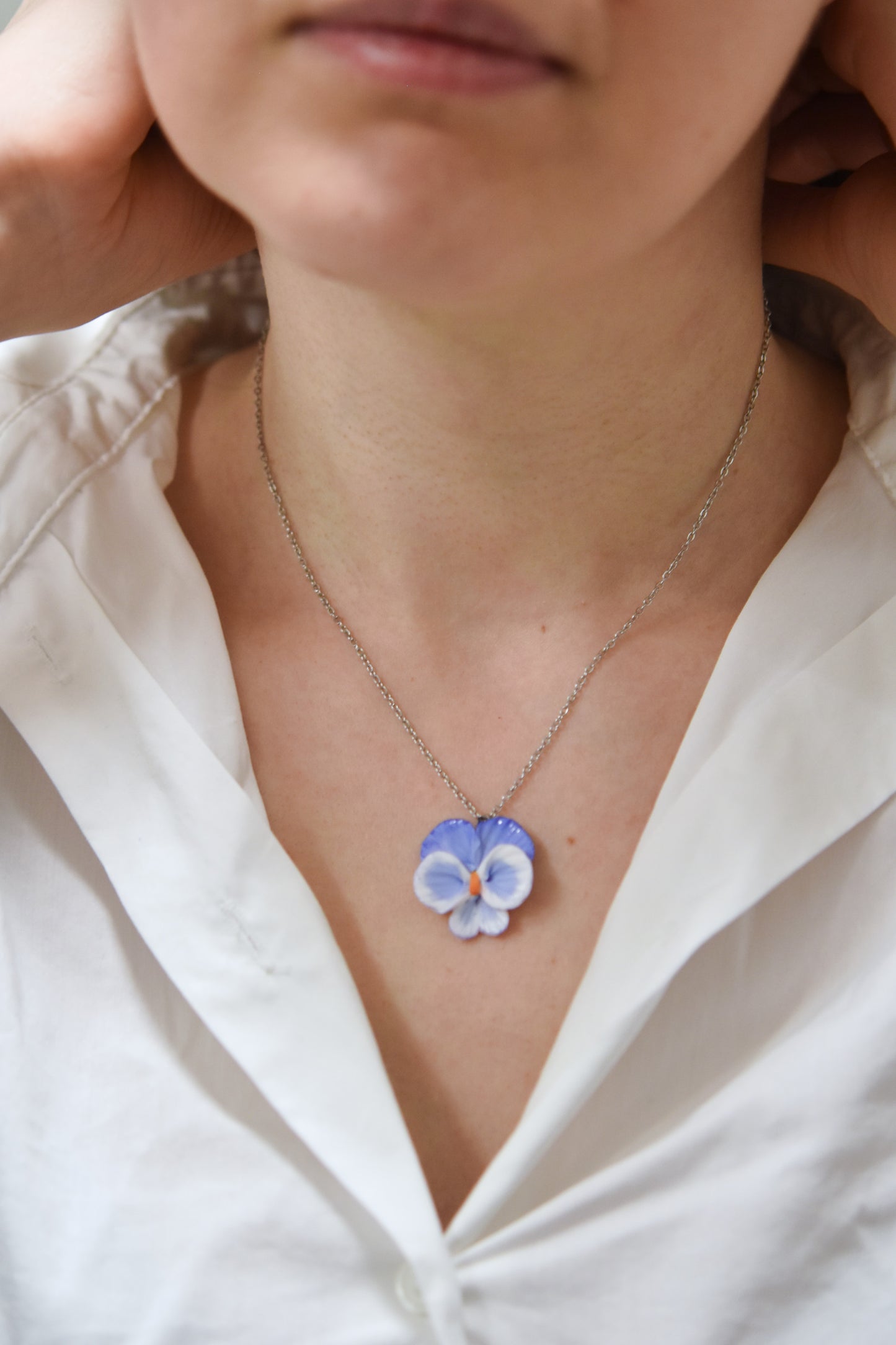 Floral Necklace | Blue Pansy