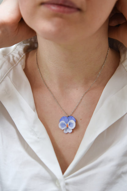 Floral Necklace | Blue Pansy