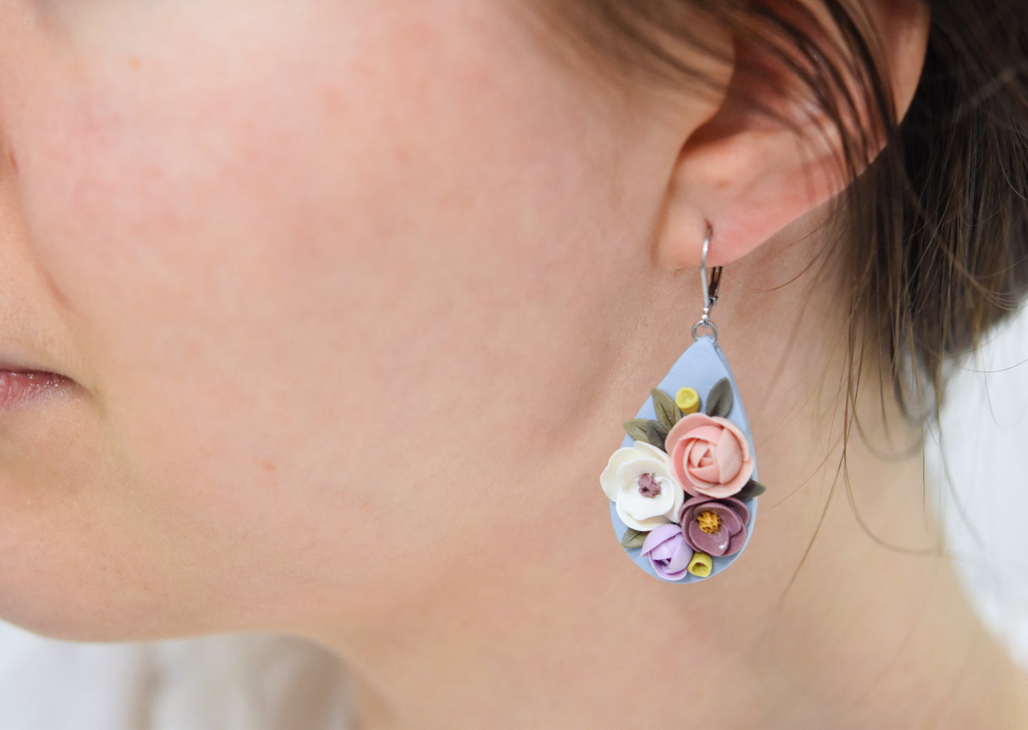 Teardrop Floral Earrings | Peony