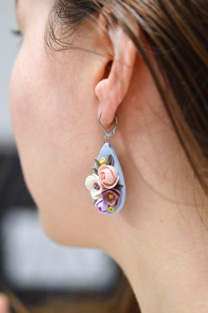 Teardrop Floral Earrings | Peony