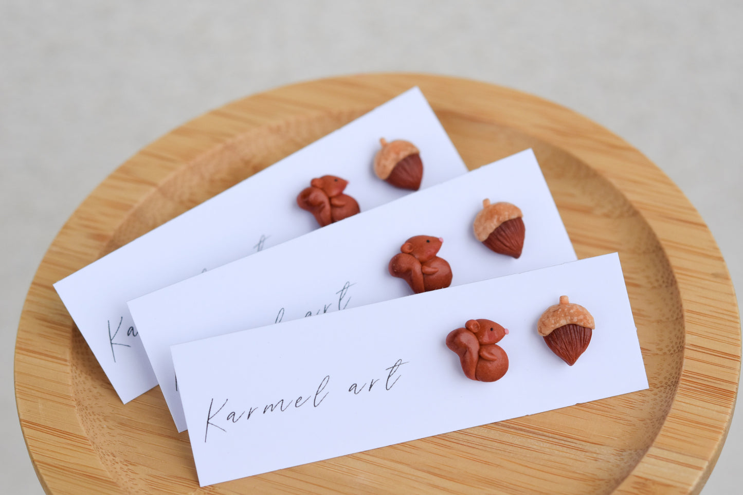 Squirrel and Acorn Studs Earrings