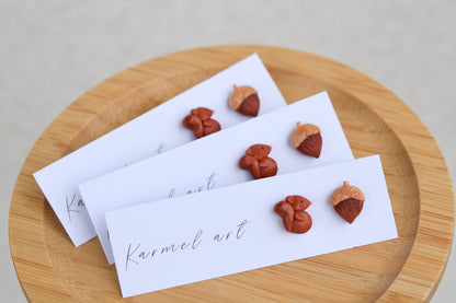 Squirrel and Acorn Studs Earrings