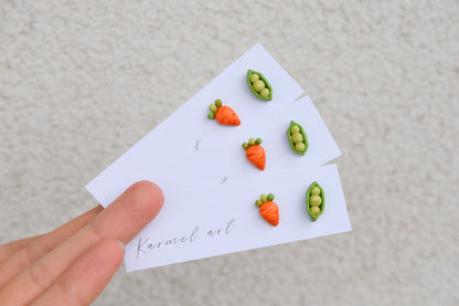 Carrot and Peas Studs Earrings