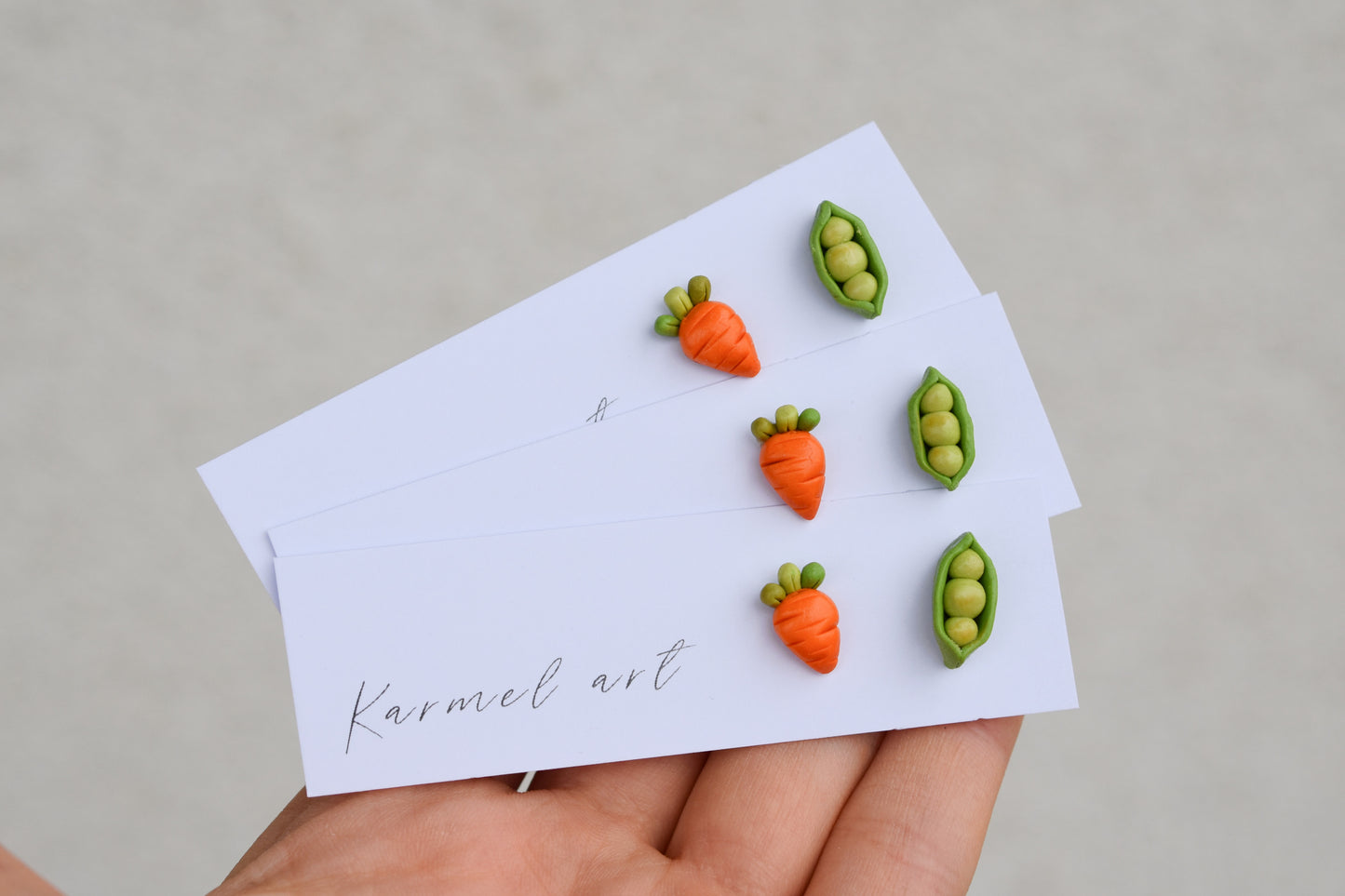 Carrot and Peas Studs Earrings