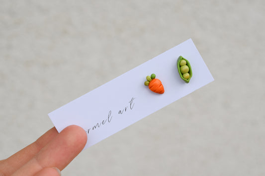 Carrot and Peas Studs Earrings