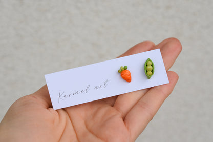 Carrot and Peas Studs Earrings