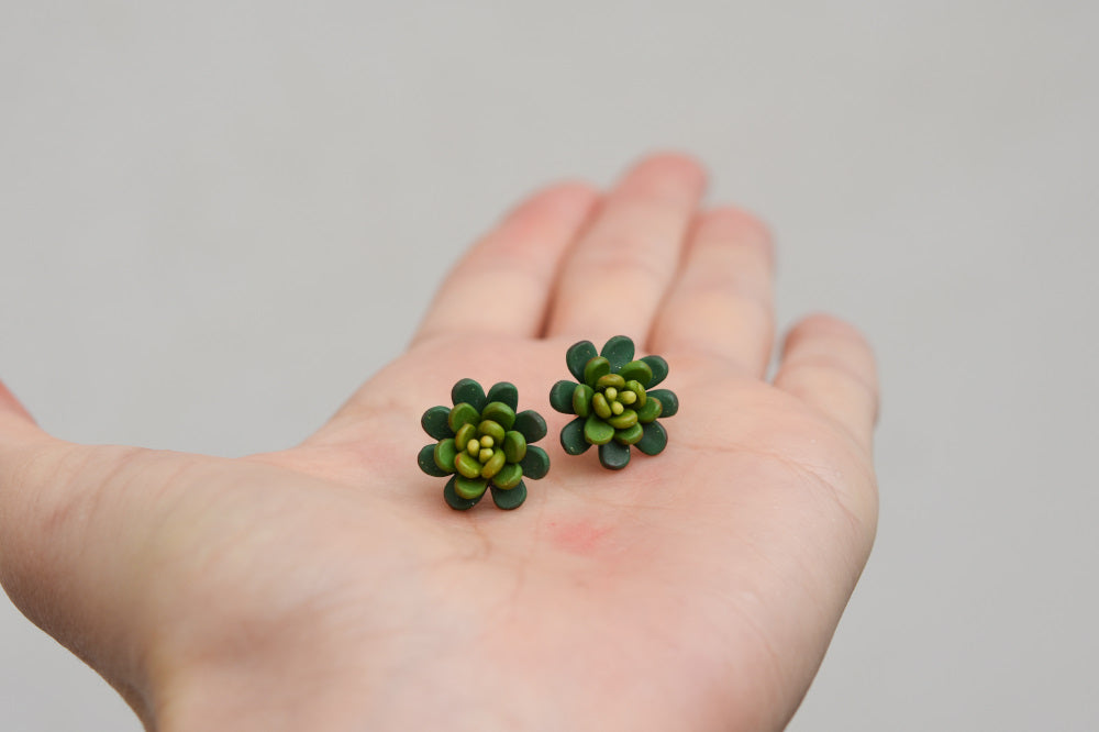 Succulent Earrings | Midnight Green