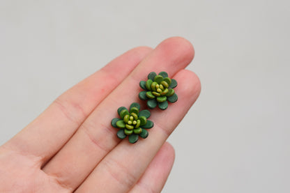 Succulent Earrings | Midnight Green