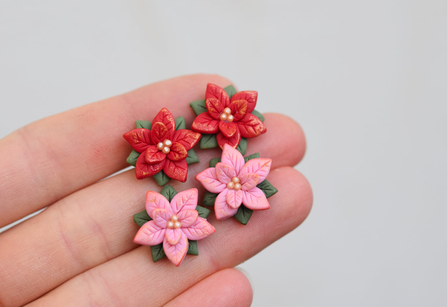 Christmas Earrings | Red Poinsettia