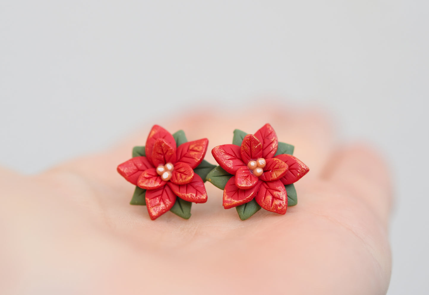 Christmas Earrings | Red Poinsettia