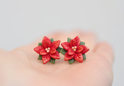 Christmas Earrings | Red Poinsettia