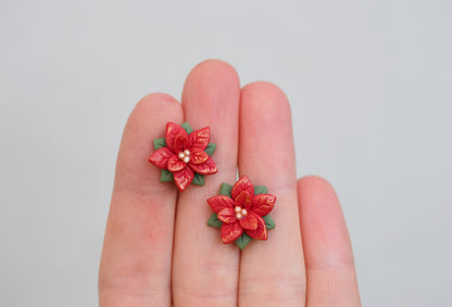 Christmas Earrings | Red Poinsettia