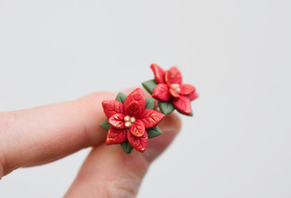 Christmas Earrings | Red Poinsettia
