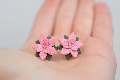 Christmas Earrings | Pink Poinsettia