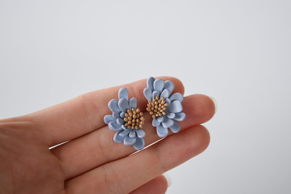 Garden Floral Studs | Pastel Blue