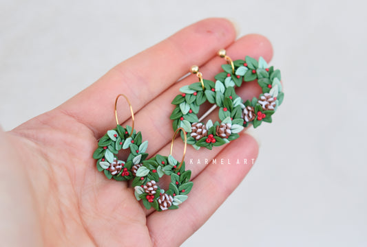 Christmas Earrings | Festive Wreath