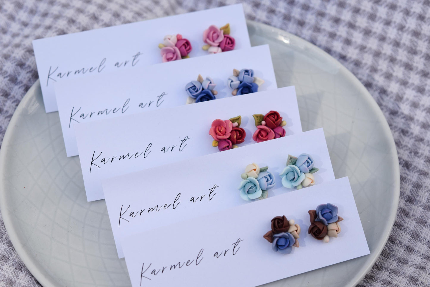 Garden Floral Studs | Navy
