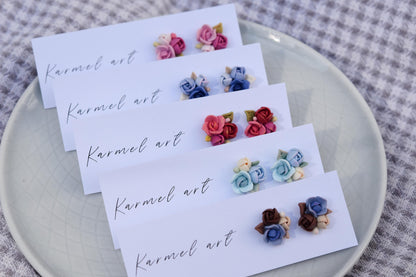 Garden Floral Studs | Navy