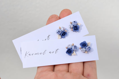 Garden Floral Studs | Navy